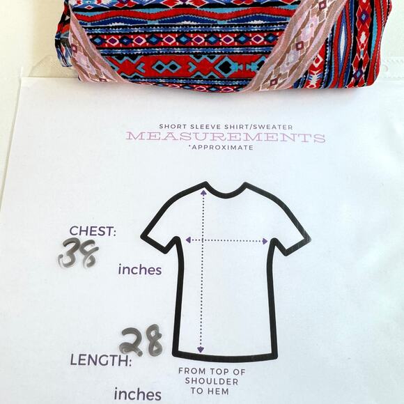 New Direction Womens Blouse Top Size 2X Flowy Geo Print Beaded Tassel Red - Picture 8 of 8